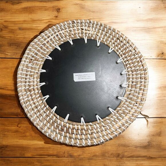 Anthropologie Halinh Rattan & Bamboo Seagrass Round Tray Nacre Base Handmade NWT - Picture 6 of 8